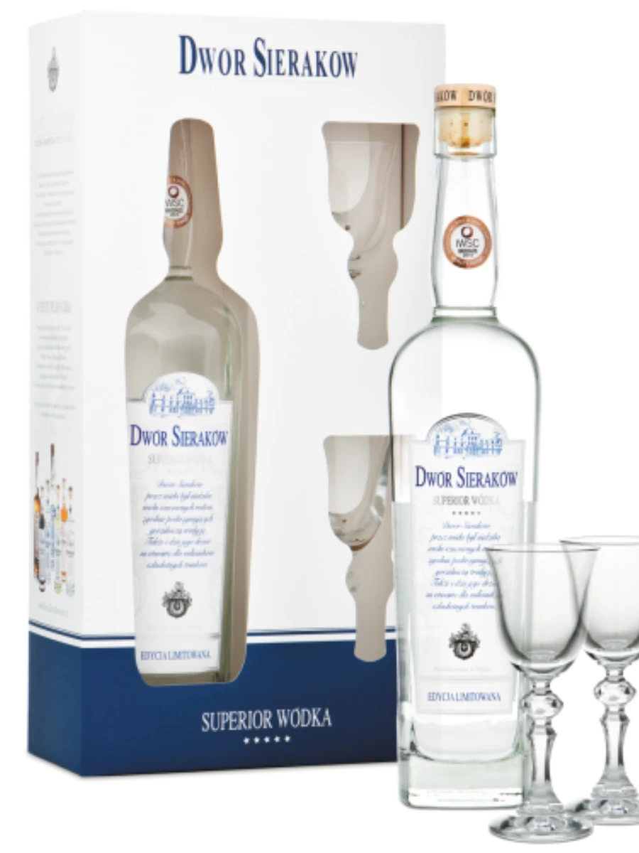 Wódka Dwór Sieraków Superior 0,7 l 40% z kieliszkami