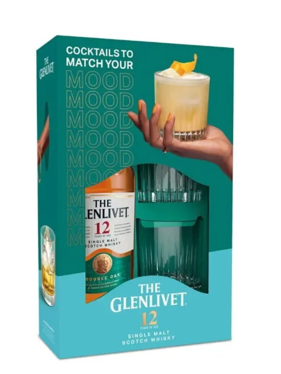 Zestaw prezentowy The Glenlivet 12YO + 2 kryształowe szklanki