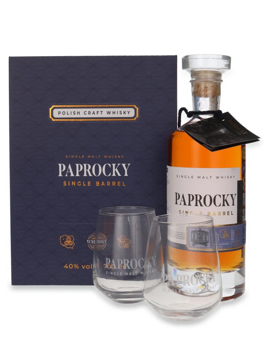 Paprocky Single Barrel + szklanki / 40% / 0,7l